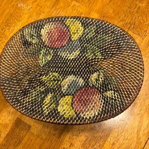 Antique rice straw painted storage container.